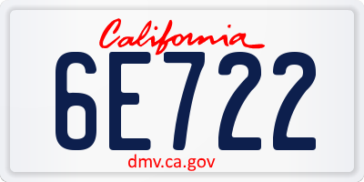 CA license plate 6E722