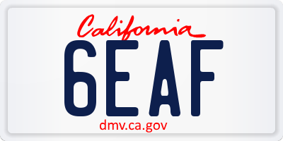 CA license plate 6EAF