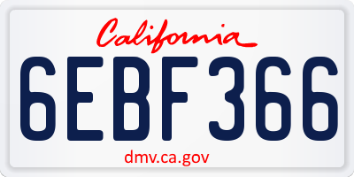 CA license plate 6EBF366