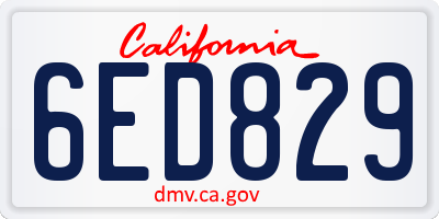 CA license plate 6ED829