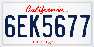 CA license plate 6EK5677