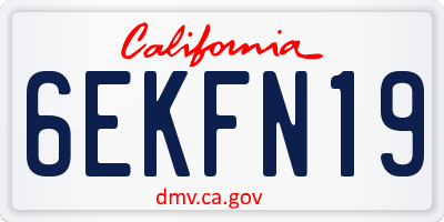 CA license plate 6EKFN19