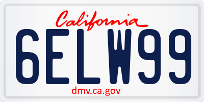 CA license plate 6ELW99