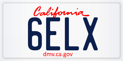 CA license plate 6ELX