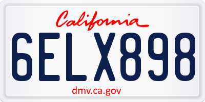 CA license plate 6ELX898