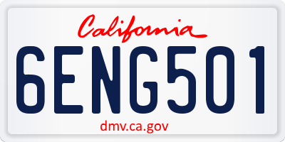 CA license plate 6ENG501