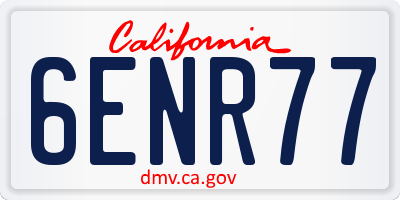 CA license plate 6ENR77