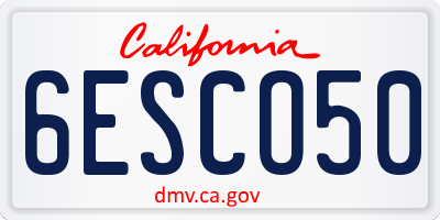 CA license plate 6ESCO50