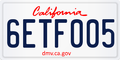 CA license plate 6ETF005