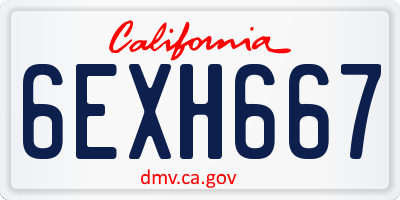 CA license plate 6EXH667