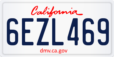 CA license plate 6EZL469