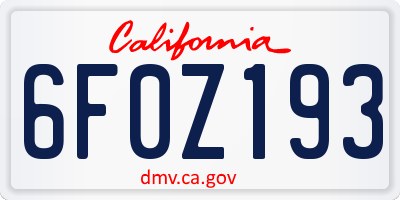 CA license plate 6F0Z193