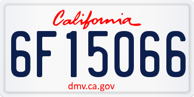 CA license plate 6F15066