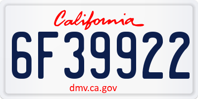 CA license plate 6F39922