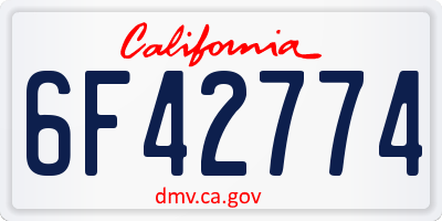 CA license plate 6F42774