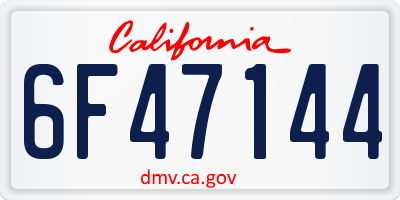 CA license plate 6F47144