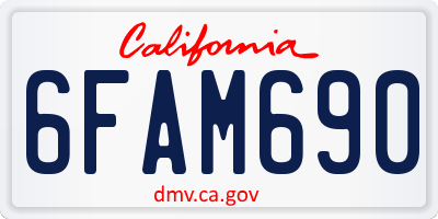 CA license plate 6FAM690