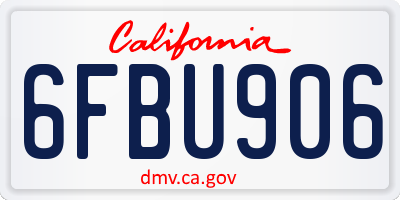 CA license plate 6FBU906