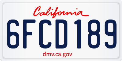 CA license plate 6FCD189