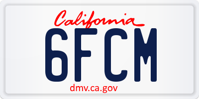 CA license plate 6FCM