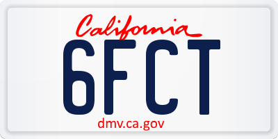 CA license plate 6FCT