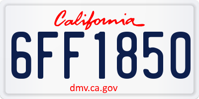 CA license plate 6FF1850