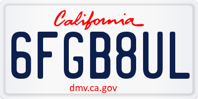 CA license plate 6FGB8UL