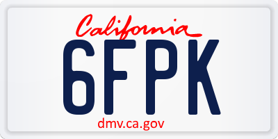 CA license plate 6FPK