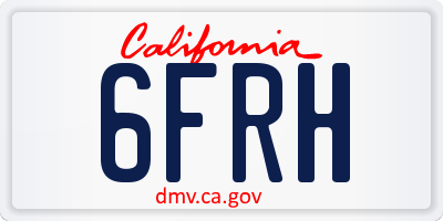 CA license plate 6FRH