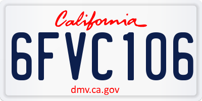 CA license plate 6FVC106