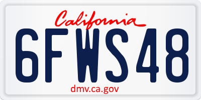 CA license plate 6FWS48