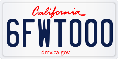 CA license plate 6FWT000