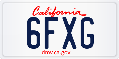 CA license plate 6FXG