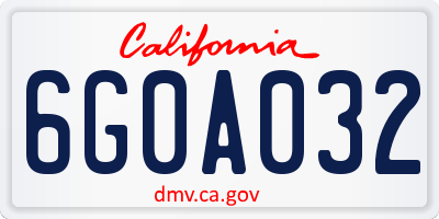 CA license plate 6G0A032