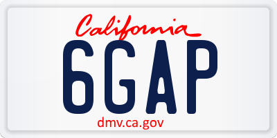 CA license plate 6GAP