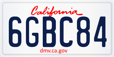 CA license plate 6GBC84