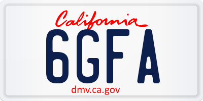 CA license plate 6GFA