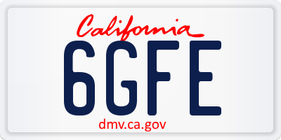 CA license plate 6GFE