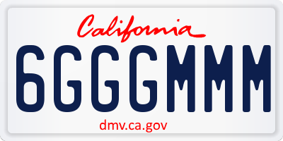 CA license plate 6GGGMMM