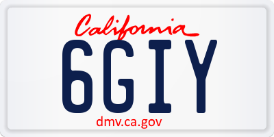 CA license plate 6GIY