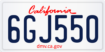 CA license plate 6GJ550