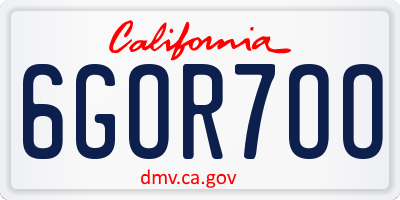 CA license plate 6GOR7OO