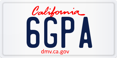 CA license plate 6GPA