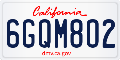 CA license plate 6GQM8O2