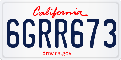CA license plate 6GRR673