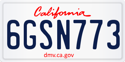 CA license plate 6GSN773