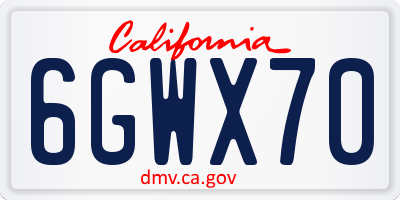 CA license plate 6GWX70