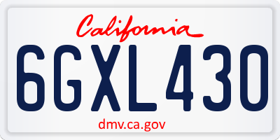 CA license plate 6GXL430