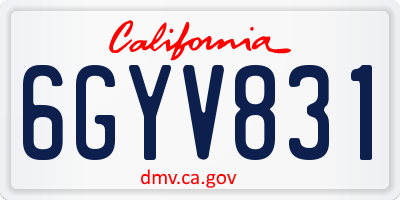 CA license plate 6GYV831