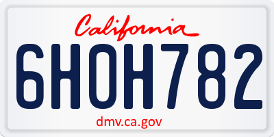 CA license plate 6H0H782